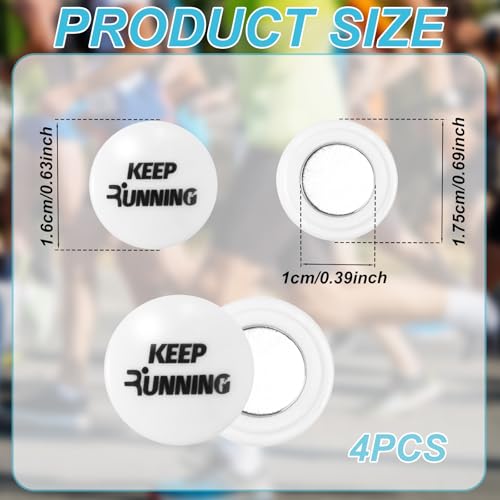Tinoaly 4 Paar Magnetische Startnummernclips, Startnummernhalter Marathon Startnummerntafel Knöpfe Befestigungsmagnete für Läufer (Keep Running)