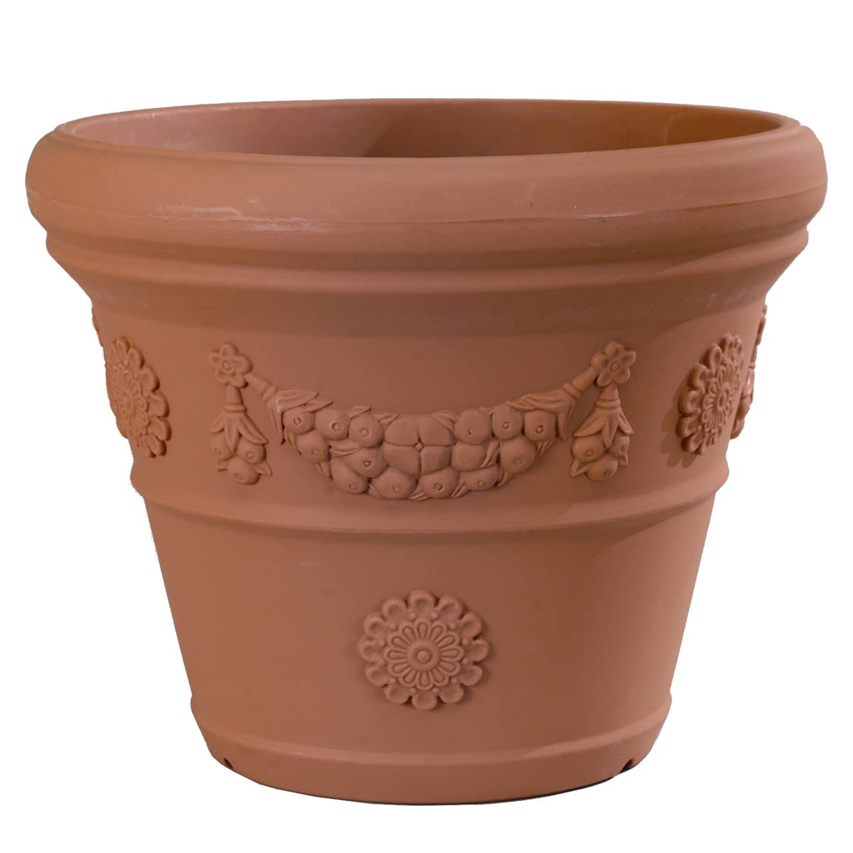 Pflanzkübel 55 cm | Blumentopf in Terracotta Optik mit Design | Übertopf aus Kunststoff - wetterfest, bruchsicher und Winterfest | Pflanztopf in konischer Form für innen & außen
