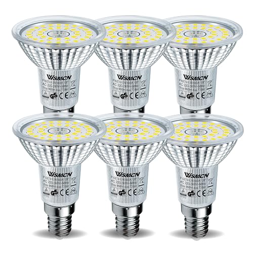 WSMCN Ampoule LED E14 R50 Blanc Froid 6000 Kelvin 6,5 W Équivalent à 100W Lampe Halogène, Non dimmable lampe LED Spot 770 Lumens Angle de Faisceau 120°, Lot de 6