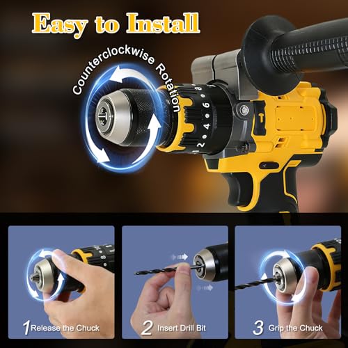 VOYSILI Cordless Brushless Hammer Drill, Compatible with DeWalt 20V Max Lithium Battery (No Battery), 1/2" Power Hammer Drills | Heavy-Duty 3-Mode Hammer Drill for Concrete, Metalworking & Home by VOYSILI - Image 6