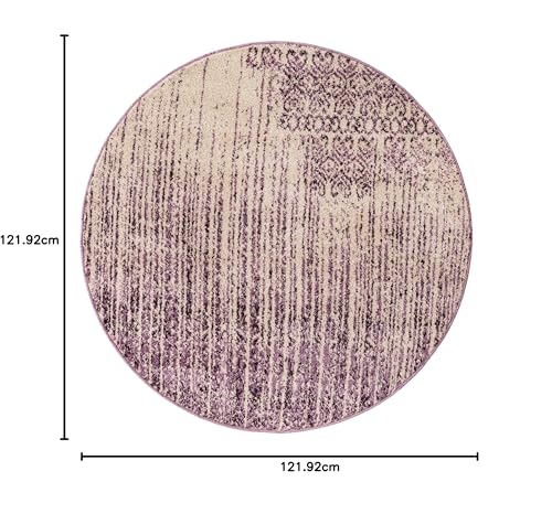 Image of Unique Loom Del Mar Collection Area Rug - Jennifer (4' 1 inch Round, Purple / Ivory)
