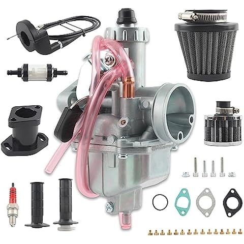 PowerMotor VM22 26mm Carburetor with 38mm Air Filter Kit for Mikuni Intake Pipe Pit Dirt Bike SSR 1110cc 125cc 140cc Lifan YX Zongshen Dirt Pit Bike XR50 CRF70 KLX BBR Mini Bike Go Kart (Black) Cover