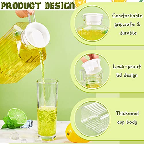 Panitay 4 Pcs 51 Ounces Plastic Pitcher with Lid Clear Acrylic Refrigerator Safe Pitcher Shatter Proof Juice Containers with Lids for Water Milk Sangria Lemonade Cold Drinks by Panitay - Image 3