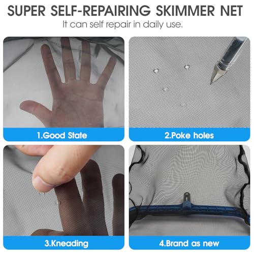 Tidymister C001 Pool Skimmer Net With Self-Repair Fine Nylon Mesh Bag, Pool Leaf Rake thumb #1