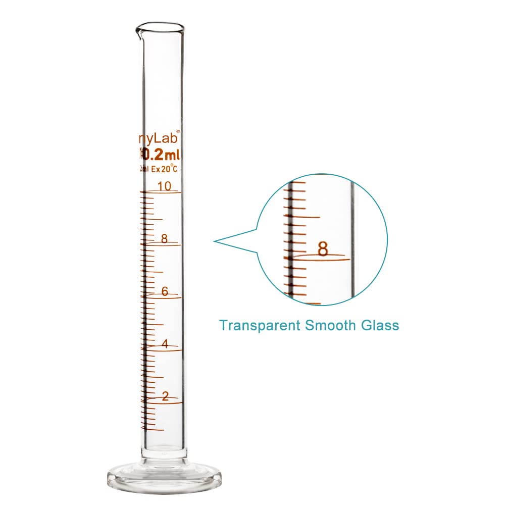StonyLab Cilindro de Medición Graduado de Vidrio de Borosilicato 10 ml 4-Pack