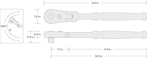 Miniatura 7 de TEKTON Trinquete de cuerpo pequeño de liberación rápida con cabezal flexible de 38 pulgadas x 6 pulgadas  SRH31506