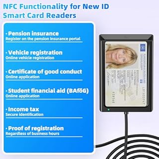 Lettore di carte con chip USB-A + USB-C con NFC,lettore di smart card USB-A +C Lettore DOD per carta d'identità e bancomat compatibile con Windows,Linux e Android,cavo da 95 cm