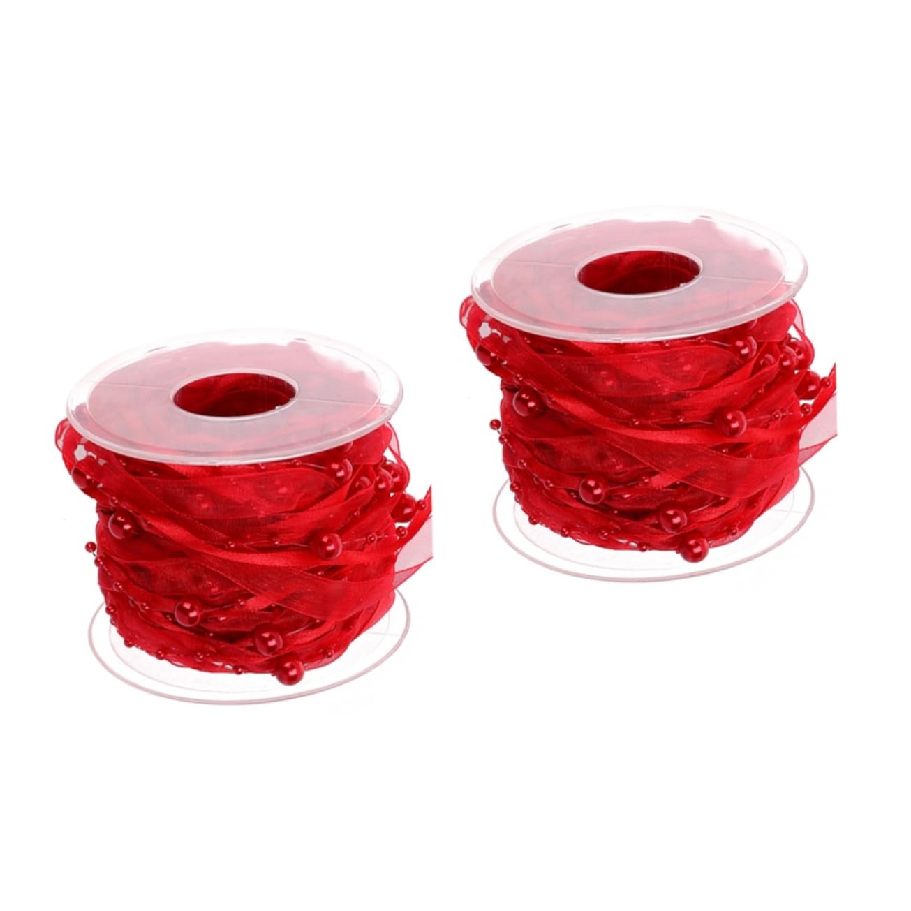 Ruban rouge de mariage orné de perles d'artisanat d'art pour bouquets NUOBESTY