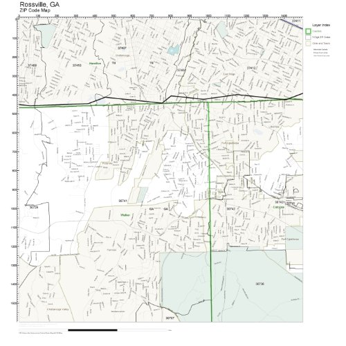 ZIP Code Wall Map of Rossville, GA ZIP Code Map Laminated