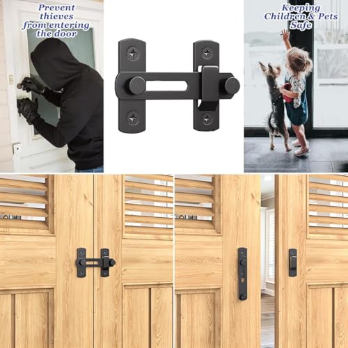 Image of Stainless Steel Flip Latch Door Lock - Sliding Barn Door Lock, Safety Gate Latch for Garden, Bathroom, Garage, Coop, Closet, Cabinet & Window - Heavy Duty Bolt Lock Hardware (Black)