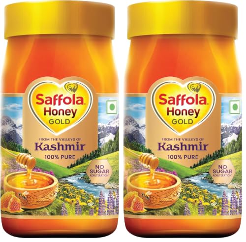 Image of Saffola Honey Gold, 100% Pure Honey, Made with Kashmir Honey, 1Kg (Pack of 2)