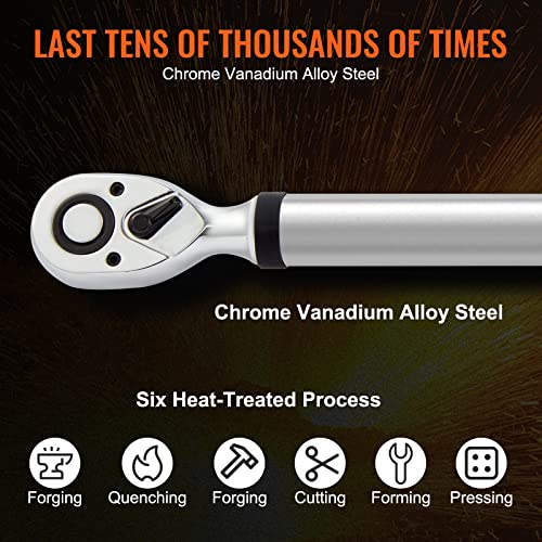 Image of VEVOR Digital Torque Wrench, 1 /2 inch Drive Electronic Torque Wrench Set 25-250ft.lb /34-340n.m Torque Range Accurate to ±2%, 3-Mode Adjustable Torque Wrench Set with LED Buzzer Calibration