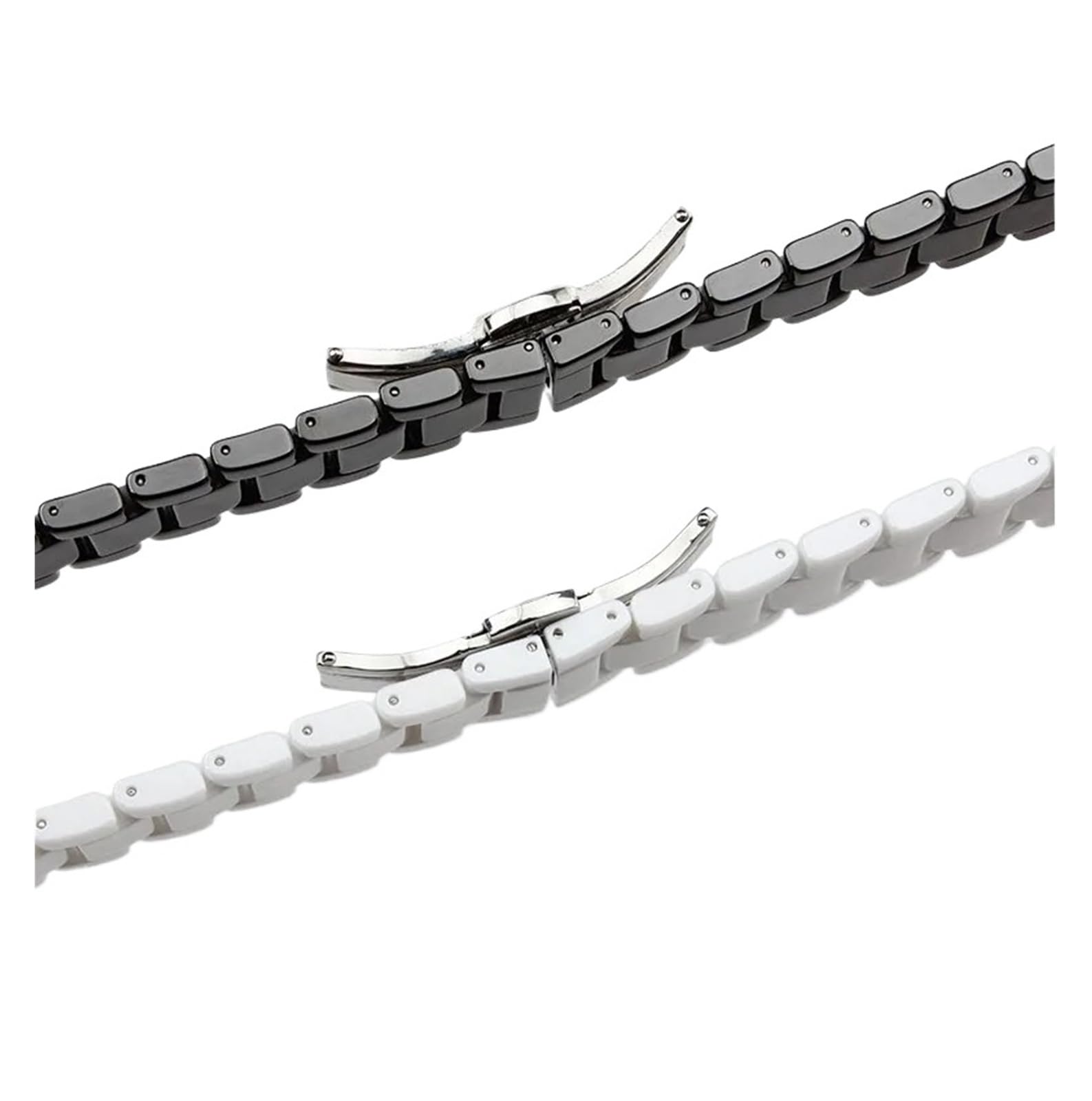 Générique NASUNJIA Bracelet De Montre En Céramique 14 Mm, 16 Mm, 18 Mm, 20 Mm, 22 Mm, For Femmes Et Hommes, Boucle Papillon, Bracelet De Rechange(WHITE,18mm)