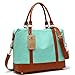 Bluboon Women Ladies Canvas Weekender Bag Overnight Carry-on Tote Duffel in Trolley Handle (MintGreen)