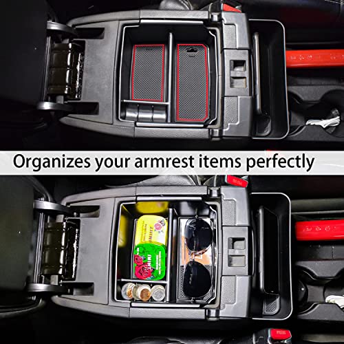 Tacobro Center Console Organizer Tray For Jeep Wrangler Jk And Jku 2011-2018 Accessories, Unlimited And 2 Door, Including Rubicon, Sport, Sahara Storage Box Insert Tray,Not For 2018 Jl/Jlu, Red Trim #TOP4