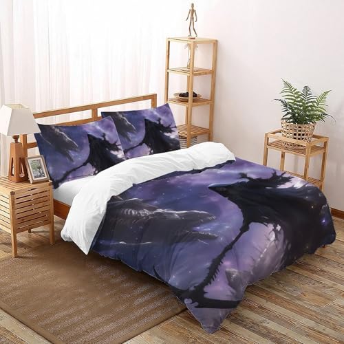 Housse de couette 3D enfant 3 pièces douce lit double fermeture éclair 200x200