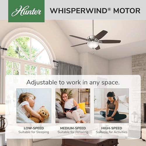 Image of Hunter Builder Deluxe, Indoor, Ceiling Fan, 52 inch, Brushed Nickel