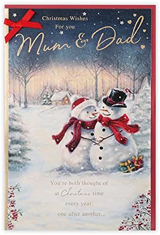 Clintons: Mum and Dad Snowmen Couple Christmas Card, Xmas Card for Mum & Dad, Mum & Dad Christmas Cards, Multi-Colour, 171 x 260, 1181333