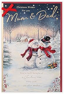 Clintons: Mum and Dad Snowmen Couple Christmas Card, Xmas Card for Mum & Dad, Mum & Dad Christmas Cards, Multi-Colour, 171 x 260, 1181333