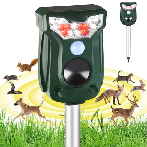 2 Pack Cat Repellent Outdoor Solar Ultrasonic Animal Repeller- Motion Activated Pest Deterrent Device for Cats