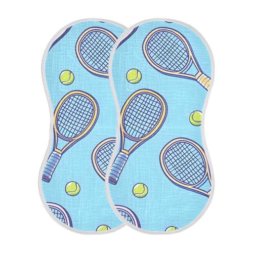 Bolaz Baby Burp Cloths 4 Pack,Tennis Racket Pattern,Feeding Cloths Face Towel Super Absorbent Soft Cotton Burping Rags Feeding Bibs2