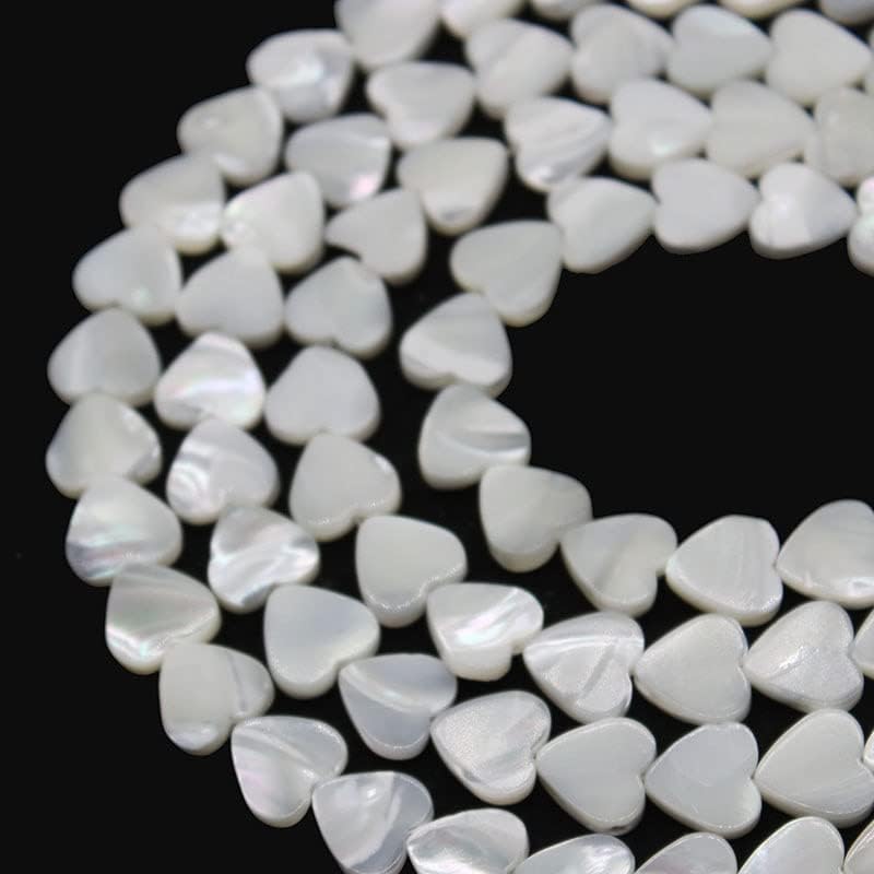 Miniatura 3 de Cuentas de concha de corazón blanco natural, cuentas de nácar, de agua dulce, para hacer joyas, bricolaje, collar, pulsera, accesorios hechos a mano