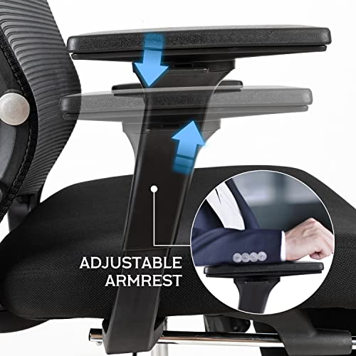 H Honsit Foldable Ergonomic Office Chair With Retractable Footrest, Computer Desk Chair With Adjustable Lumbar Support, Comfortable Thick Cushion High Back Desk Chair #TOP6