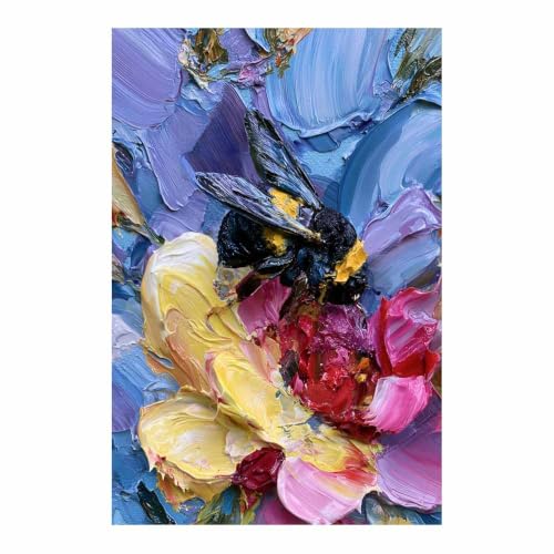 Peinture épaisse abeille sur toile pour habiller un grand mur vide 60x90cm