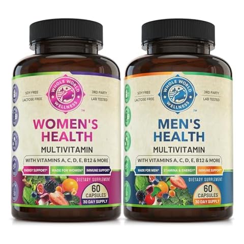 Womens Daily Multivitamins & Mens Daily Multivitamins Bundle (One Bottle Each) - Supports Holistic Wellness, Including Energy & Focus. Multivitamin & Multimineral Blend. Made in The USA. Cover