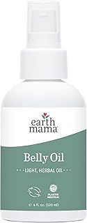 Earth Mama Belly Oil for Dry Skin | Calendula Skin Care Moisturizer Oil to Encourage Natural Elasticity and Help Prevent Stretch Marks During Pregnancy and Postpartum, 4-Fluid Ounce