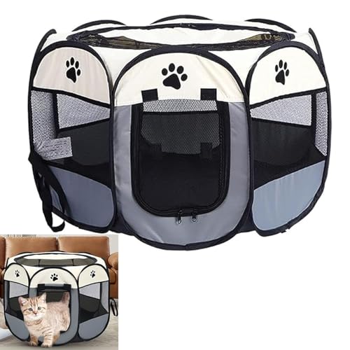 Opiniones de Tela Gris Oxford los mejores 5. 37 WADY Corral Portátil Plegable para Mascotas, Casa de Mascotas de 58Cm de Altura x 91 Cm de Largo Corralito para Cachorros Impermeable de Tela Oxford, Interiores y Exteriores...