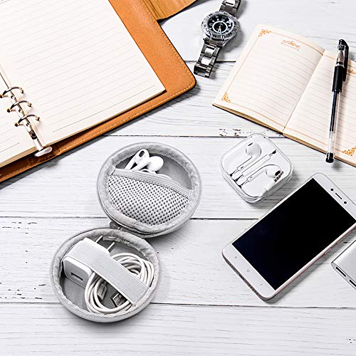 Round Headphones Case Asmotim Earbuds Case Eva Mini Cable Organizer Storage With Durable Exterior,Soft Cloth Inner [2-Pack] #TOP6