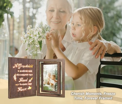 EYITUPC Light Up Grandparents Frame Rotating Wood Grandma Grandpa Gift - Image 2