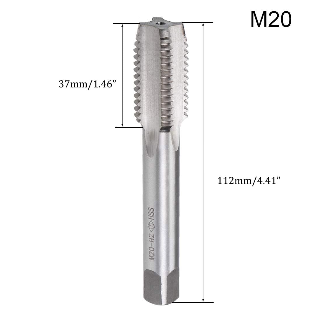 TA-VIGOR M20 x 2.5mm Metric Machine Tap, H2 High Speed Steel 4 Straight Flutes Screw Tapping Thread Tap, Threading Tapping Repair Tool - Image 2