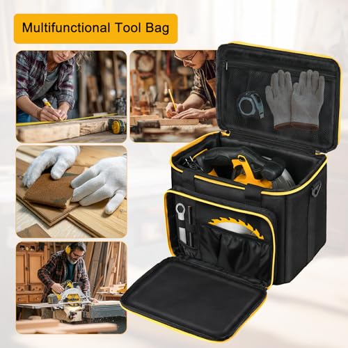Tool Bag Compatible with DEWALT 20V MAX Circular Saw DCS391B/DCS565B, Milwaukee M18 2630-20, Makita XSS02Z - Tool Storage Case with Battery Compartment & Blade Organizer, Portable Design, Case Only