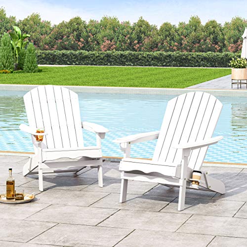 Christopher Knight Home Cecilia Outdoor Acacia Wood Folding Adirondack Chairs (Set Of 2), White #TOP1