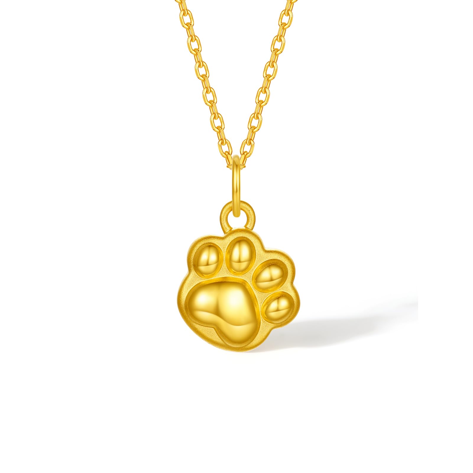 ZHOU LIU FU 24K Gold Anhänger Katzenpfote Charm Schmuck | für Damen Frau Mama Partner Geschenke Geburtstag Jahrestag (Ohne Halskette)