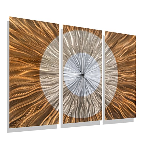 Statements2000 Large Contemporary Wall Clock With Orange, Gold And Amber Jewel Tone Fusion - Modern Metal Wall Art Home Accent - Hanging Wall Clock - Afterglow Clock By Jon Allen - 38-Inch #TOP6