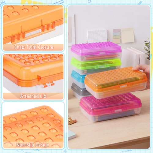 Image of Blulu 6 Pack Plastic Pencil Boxes Bulk Large Pencil Case,Multicolor | 8.5 x 5.5 x 2.4in, with Snap Lid, Large Capacity Pencils Holder for Organize and Carry, Watercolor Pens Stationery for Office