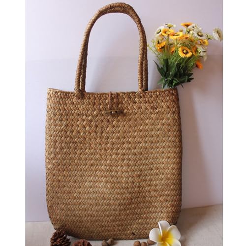 Women's Straw Woven Shoulder Bag Large Capacity Handbag Large Tote Beach Casual Bag2