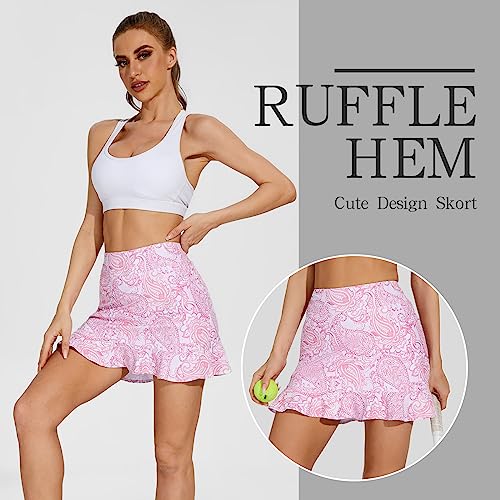 Image of M MOTEEPI Women's Golf Skorts with Pockets High Waisted Tennis Skirt for Women Built-in Shorts 2026 Summer Ruffle Swim Skirt
