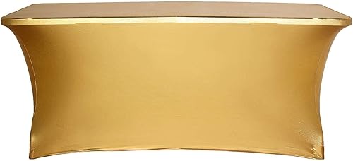Miniatura 7 de Efavormart - Mantel rectangular metálico de elastano elástico de 6 pies para bodas, cocina, comedor, eventos, color dorado