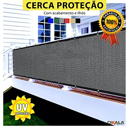 Tela Cerca CK200 Privacidade Com Acabamento Cor Cinza Proteção Shade Metro Linear 200G/M² 2x1