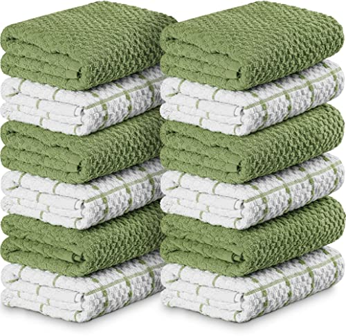 Utopia Towels Kitchen Towels [12 Pack], 15 X 25 Inches, 100% Ring Spun Cotton Super Soft And Absorbent Linen Dish Towels, Tea Towels And Bar Towels Set (Sage Green) #TOP24