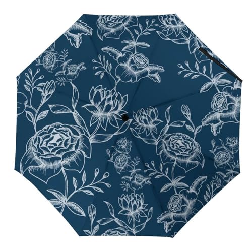 Parapluie pliant automatique paon compact contre les averses