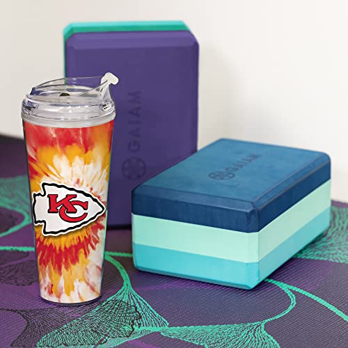 Image of Rico Industries NFL Football Glitter 24oz Acrylic Glitter Tumbler with Hinged Lid, Officially Licensed Double Wall Tumbler with Straw