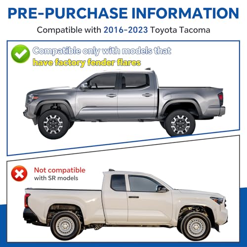 Image of Mud Flaps Splash Guards for Toyota Tacoma 2016-2023, Front & Rear Fender Mudguards, Durable PP+TPE, Easy Install with Hardware (Set of 4)