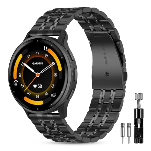 Huadea 22mm �N�C�b�N�����[�X���^�� Garmin Venu 3 �E�H�b�`�o���h 45mm/Venu 4 45mm/Vivoactive 4�ɑΉ� �X�e�����X�X�`�[���X�g���b�v Forerunner 570(47mm)/Forerunner 26