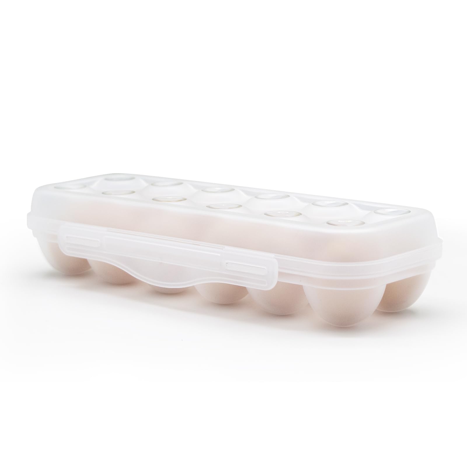 Soporte para huevos para refrigerador, organizador de huevos para refrigerador, bandeja portátil para huevos con tapa, almacenamiento apilable para huevos con hebilla de seguridad (1)