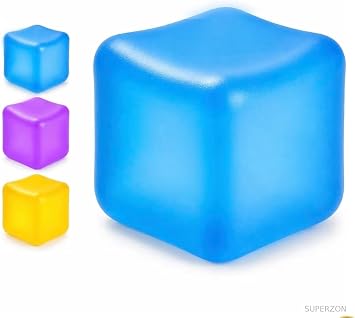 Big Stress Cube Squishy Slow Rising Gel Fidget Toy ADHD BPA-Free Blue